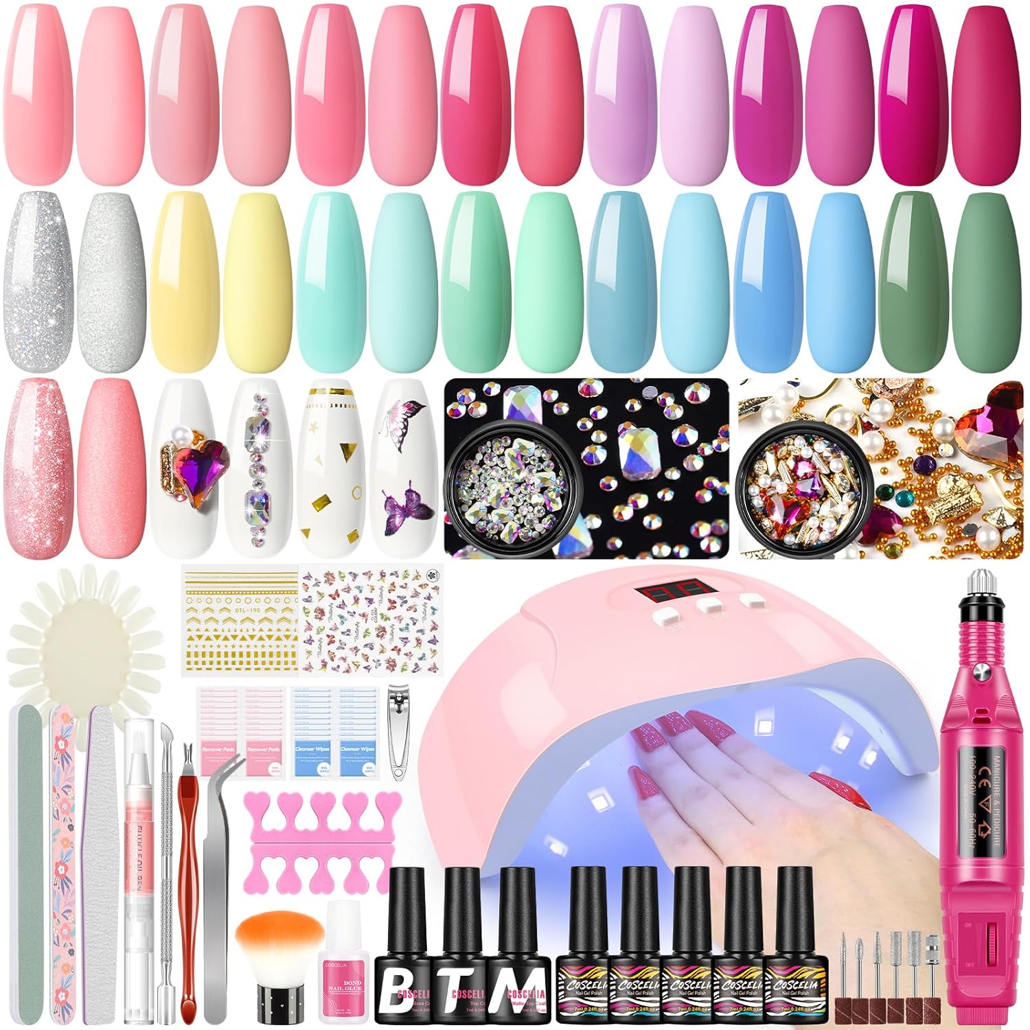 15 Pcs Gel Nail Polish Kit with U V Light and Drill O828
