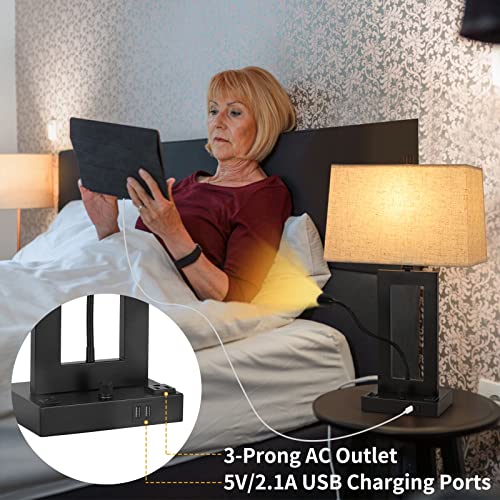 Table Lamps Set of 2, Dimmable with Fabric Lampshade K1063