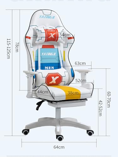 White Leather Swivel Gaming Chair with Footrest G77972