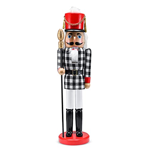 Black and White Wooden Nutcracker 15" Y285