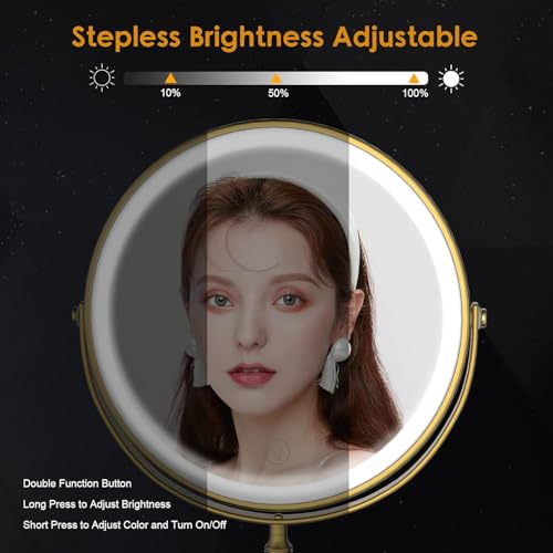 3000 mAh Rechargeable Double Sided Magnifying Vanity Mirror with 3 Colors Y2520
