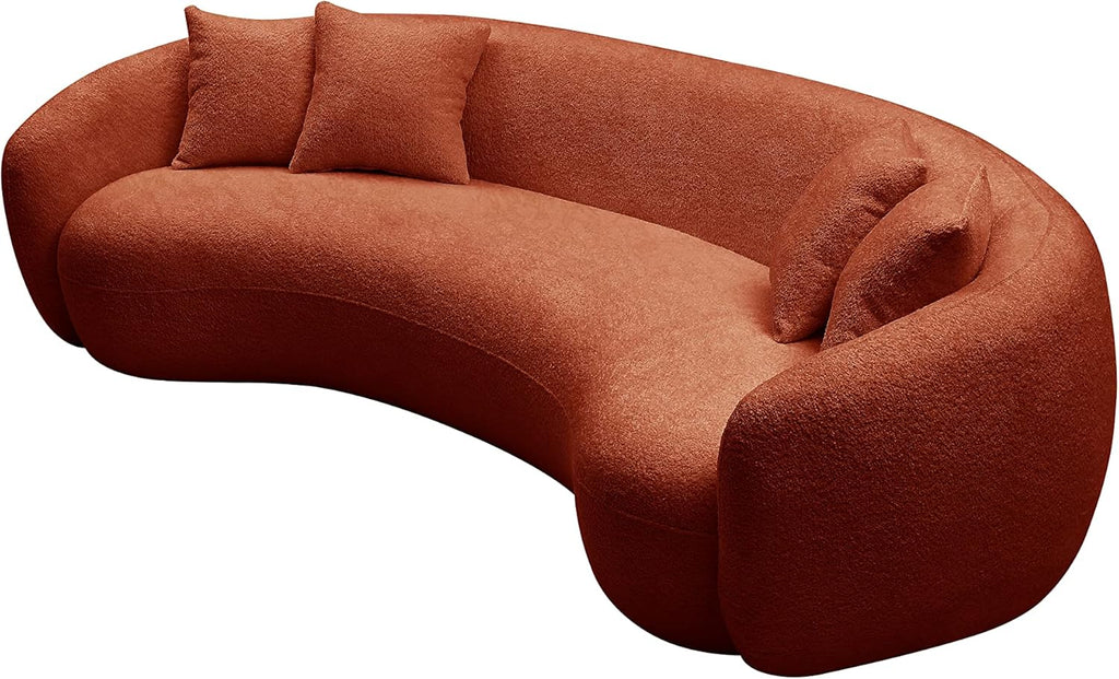Orange Boucle 5 Seater Curved Sofa L36060