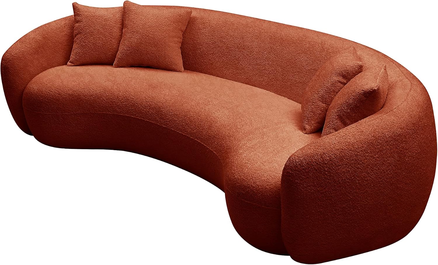 Orange Boucle 5 Seater Curved Sofa L36060