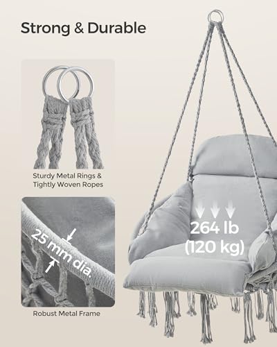 Cream White Hanging Hammock Chair with Cushion C518609