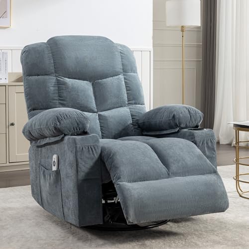 Brown Fabric Electric Recliner Chair with Lumbar Support and Cup Holders Q35470