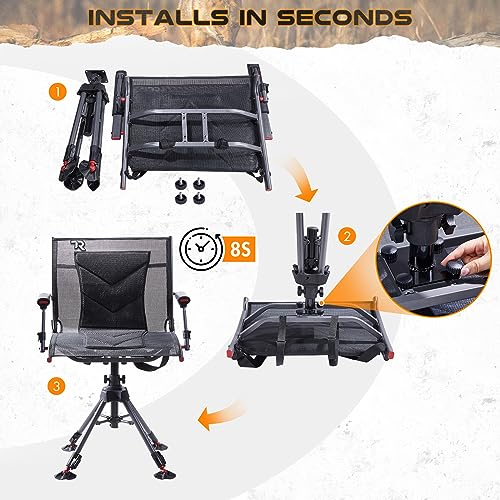 360 Degree Swivel Hunting Chair, 400 lbs Capacity, 4 Legs Height Adjustable, Padded Seat F75971