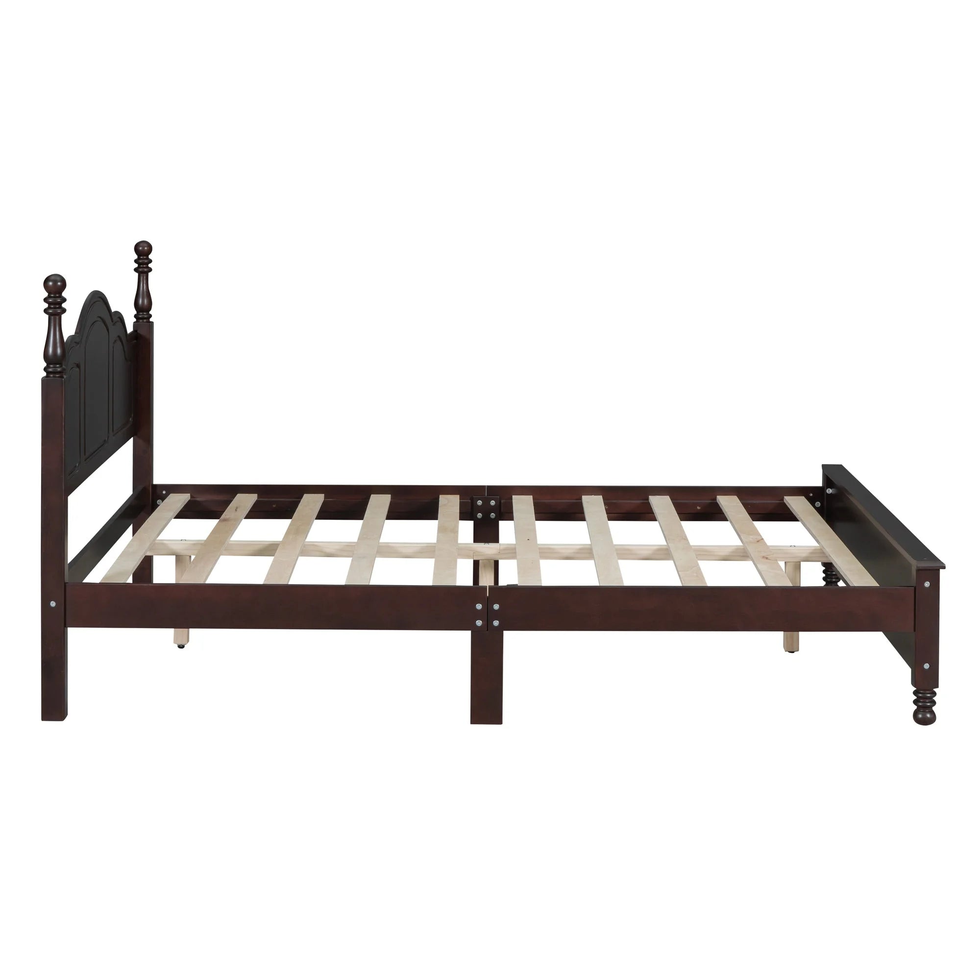 Dark Walnut Queen Size Wood Platform Bed Frame P858536