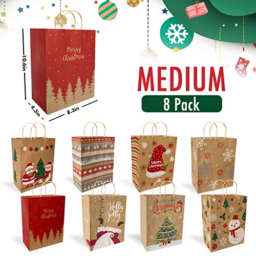 24 Pack Assorted Sizes Kraft Paper Bags with Handles and 50 Tags A46786