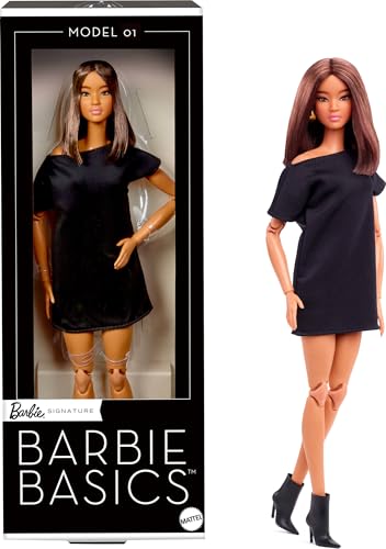 Red Curly Hair Black Mini Dress Posable Doll Q98975