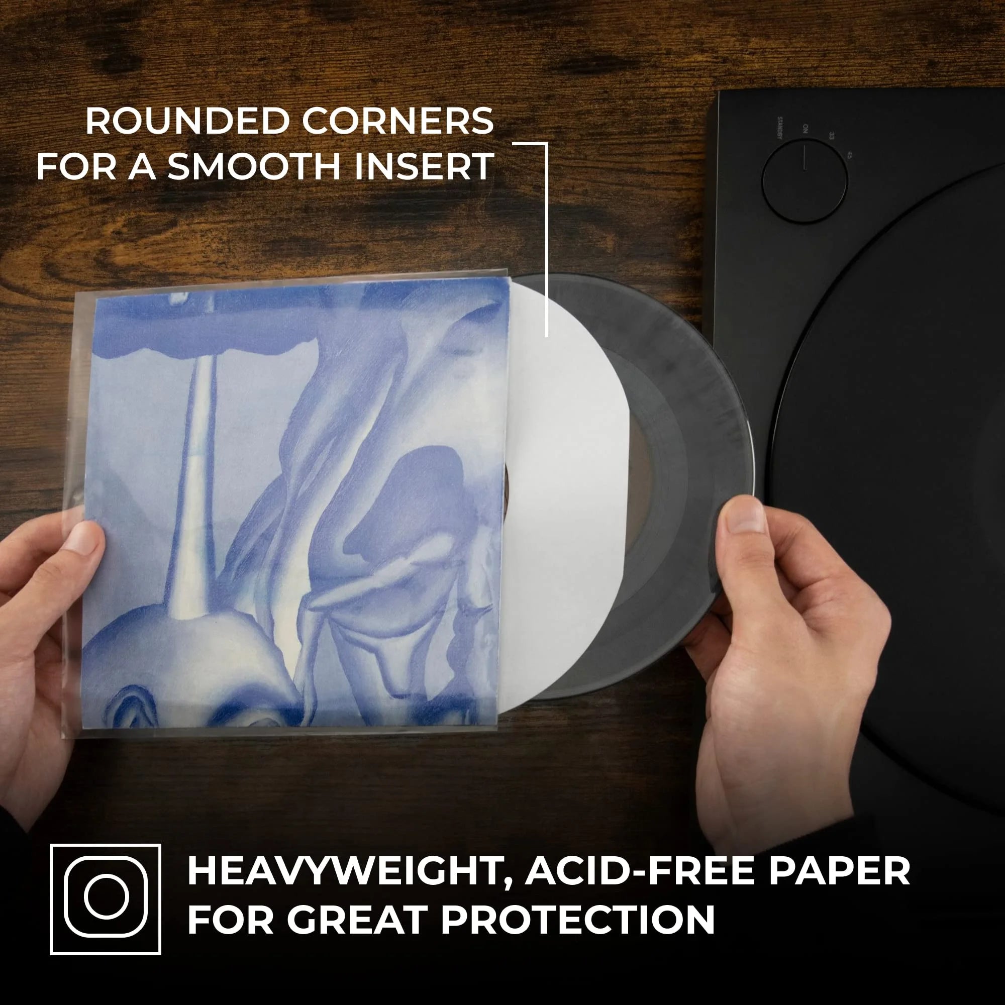 100-Pack 7" Vinyl Record Inner Sleeves T3039