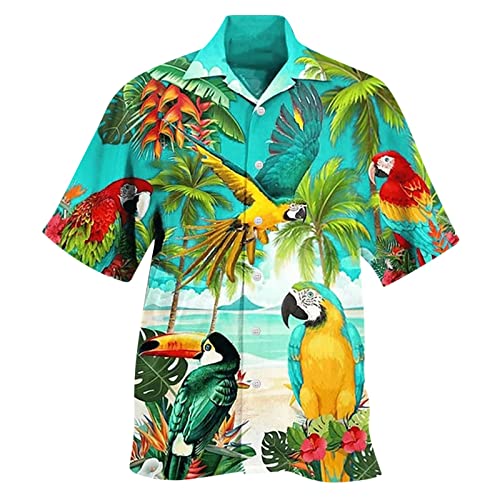 Men Hawaiian Printed Button Down Shirt V2584