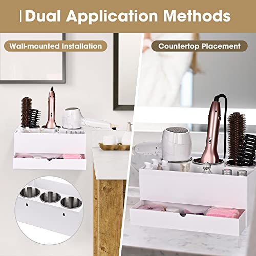 6-Hole Tabletop Blow Dryer & Hair Iron Holder Salon Appliance Stand with 3 Outlets Hair Tool Organizer (2 Pack) B364