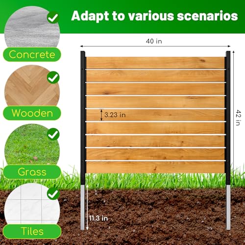 2 Panels No Dig Wooden Privacy Fence Screen, 42" H X 40" W Outdoor Fence V762693
