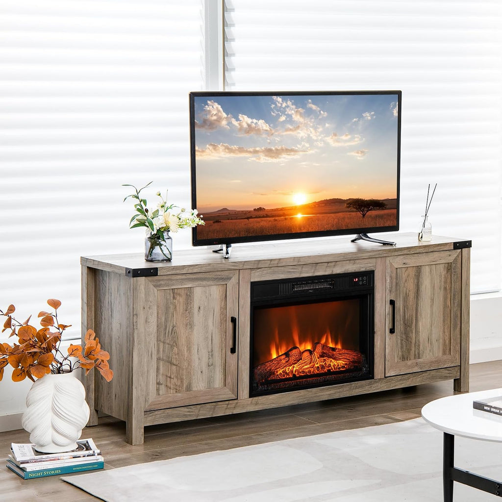 Electric Fireplace TV Stand with Storage Cabinets F5922