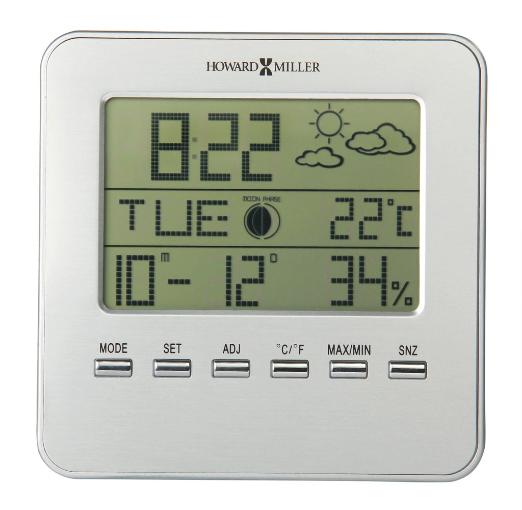 Silver Aluminum Digital Weather Table Top Clock M8294