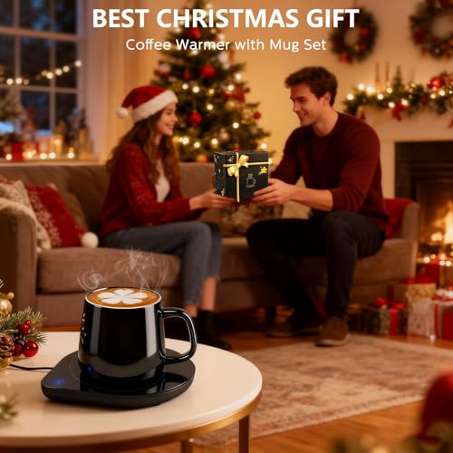 Mug Warmer with Cup Set, Electric Mug Heater with Adjustable Temperature E35158