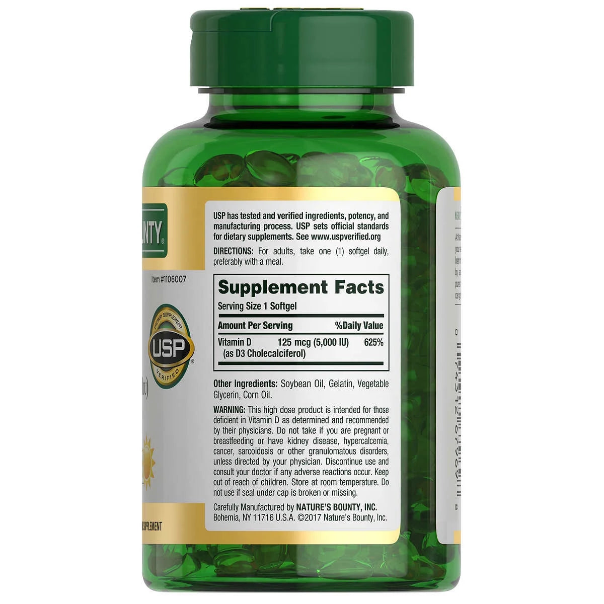 5 Pack Vitamin D3 125 mcg 400 Softgels W5183