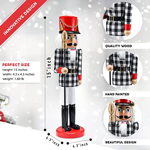Black and White Wooden Nutcracker 15" Y285