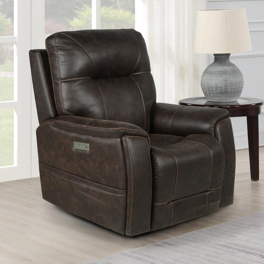 Saddle Brown Leatherette Power Recliner Chair O6811