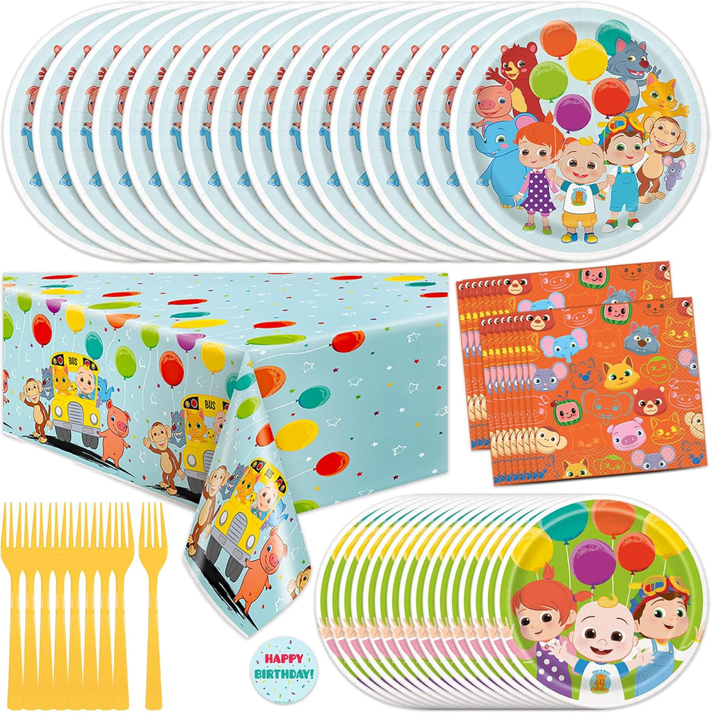 Cocomelon Party Supplies Set with Table Cover, Plates, Napkins Z283313
