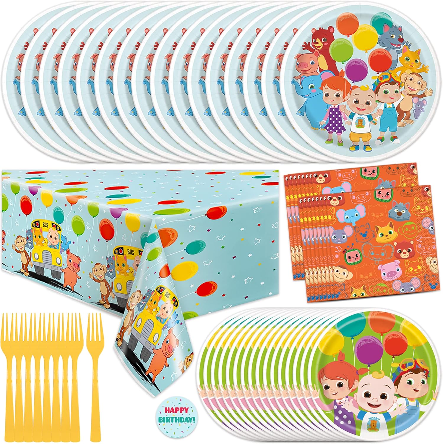 Cocomelon Party Supplies Set with Table Cover, Plates, Napkins Z283313