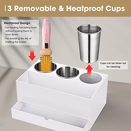 6-Hole Tabletop Blow Dryer & Hair Iron Holder Salon Appliance Stand with 3 Outlets Hair Tool Organizer (2 Pack) B364