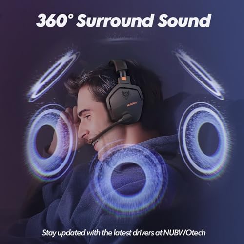 Dual Wireless Gaming Headset with Microphone (Black-Orange) O963