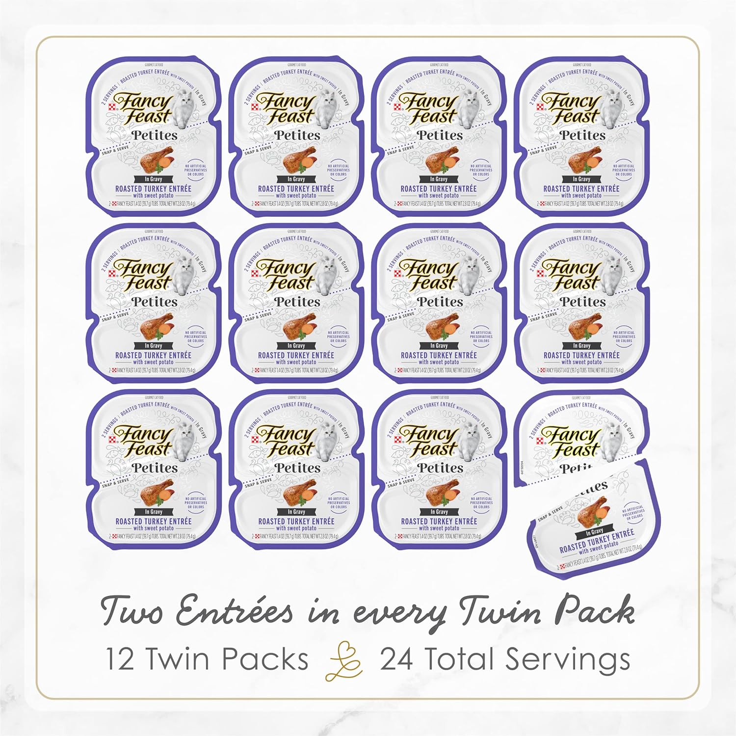 Petites Turkey & Sweet Potato Entree Wet Cat Food, Pack of 12, 2.8 oz. Tubs C207878