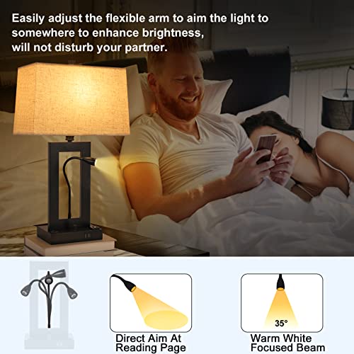 Table Lamps Set of 2, Dimmable with Fabric Lampshade K1063