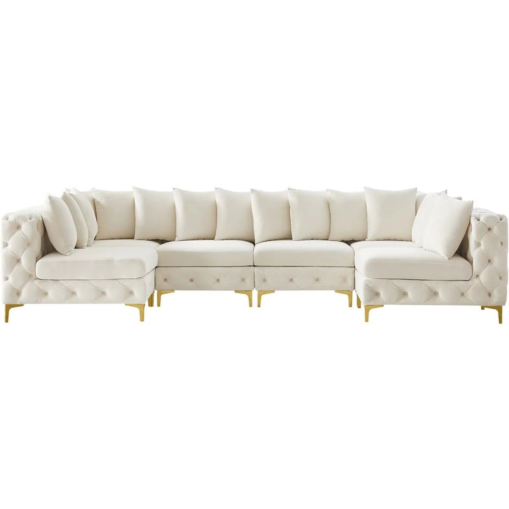 Cream Velvet Modular Sectional L685987