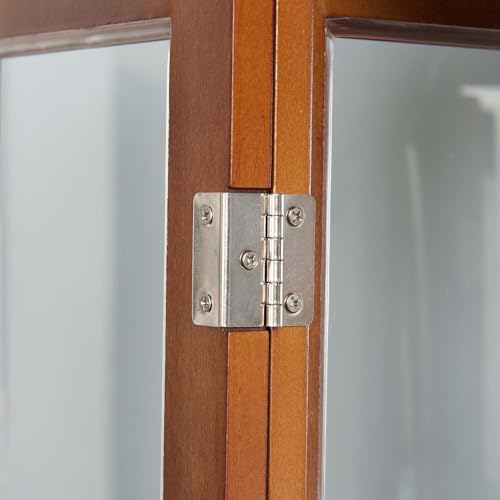 Cherry Wood Curio Cabinet with Tempered Glass Doors F35183