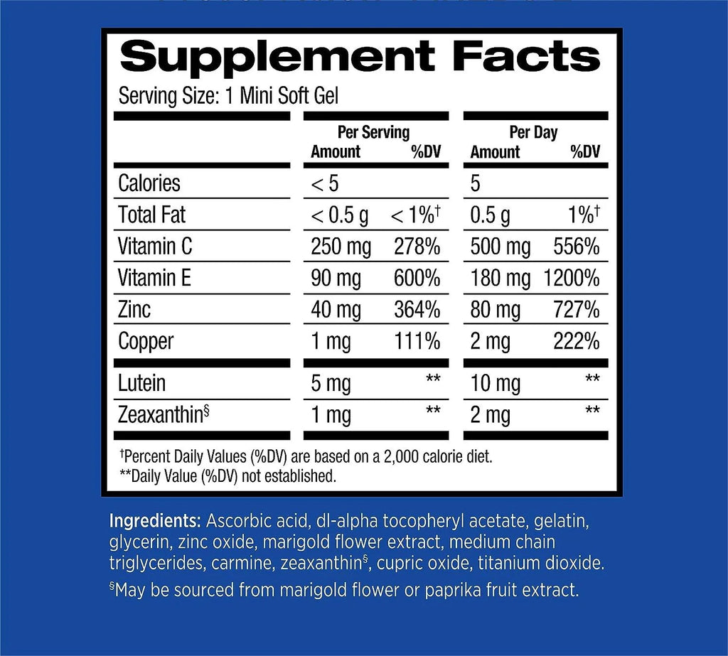 210 softgels Eye Vitamin and Mineral Supplement A355445