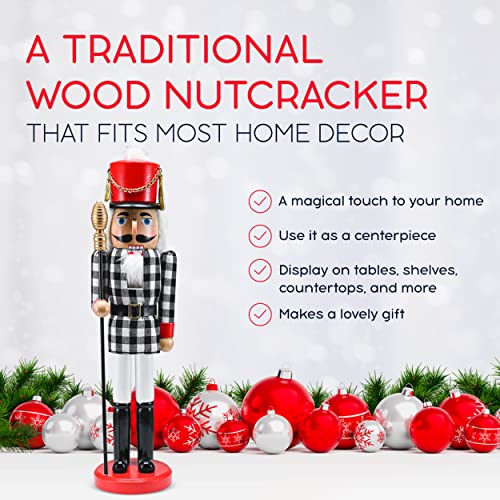 Black and White Wooden Nutcracker 15" Y285