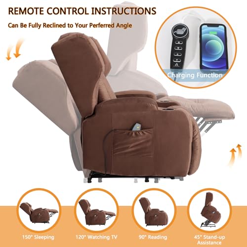 Overstuffed Power Lift Recliner Chair with Massage and Heating M385