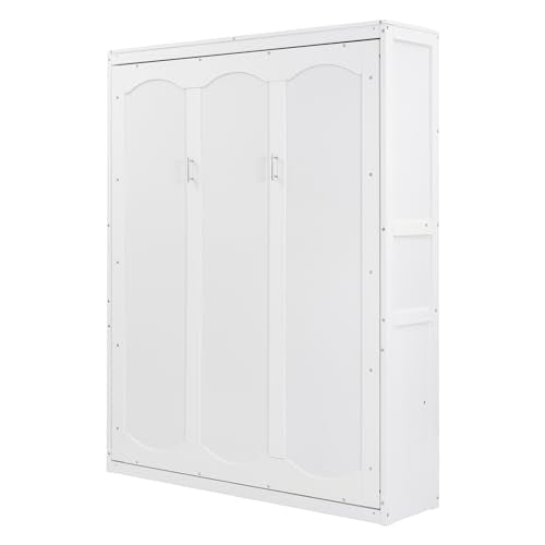 Queen Size Wood Murphy Bed with Shelves, Grey G354181