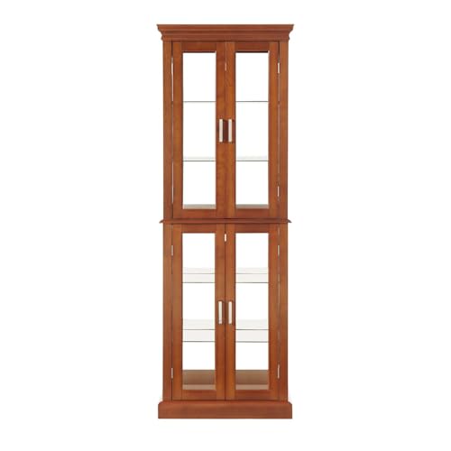 Cherry Wood Curio Cabinet with Tempered Glass Doors F35183