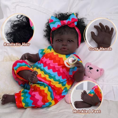 18-Inch Realistic Black Baby Doll with Clothes and Toy O52934