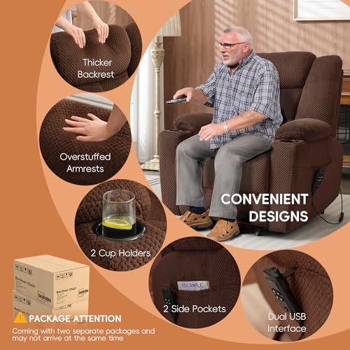 Brown Dual Motor Power Lift Recliner with Massage and Heat G71077