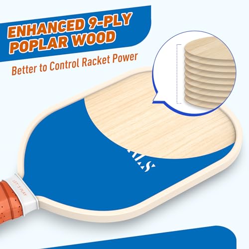Set of 4 Wood Pickleball Paddles with Carry Bag L43660