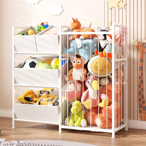 Pink Stuffed Animal Storage with 4 Removable Bins A353