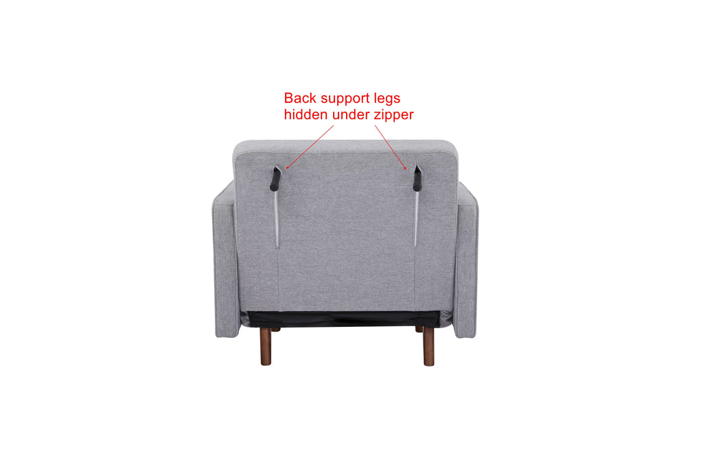 Light Gray Polyester Convertible Futon Sofa Chair O200068