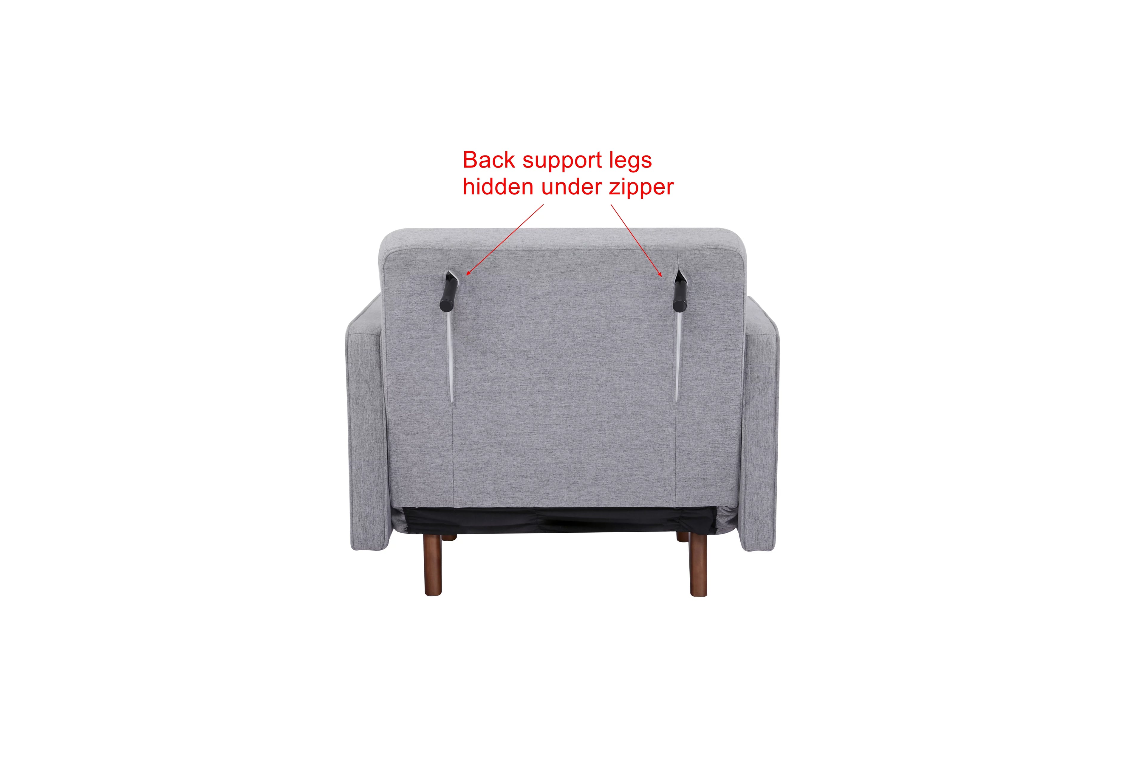 Light Gray Polyester Convertible Futon Sofa Chair O200068