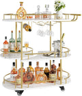 Gold 3 Tier Rotating Bar Cart with Wheels N514608