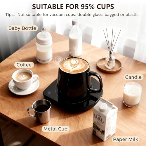 Mug Warmer with Cup Set, Electric Mug Heater with Adjustable Temperature E35158