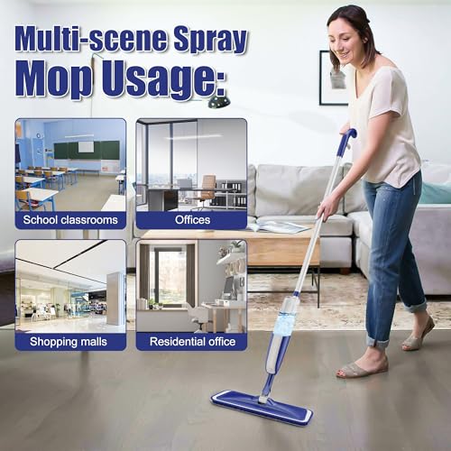 Wet Mops with 5X Washable Pads Spray Mops for Hardwood Floor Cleaning with 2X Bottles R308