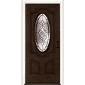 37.5 in. x 81.625 in. Patina Stained Walnut Oak Left-Hand Inswing Fiberglass Prehung Door K343601