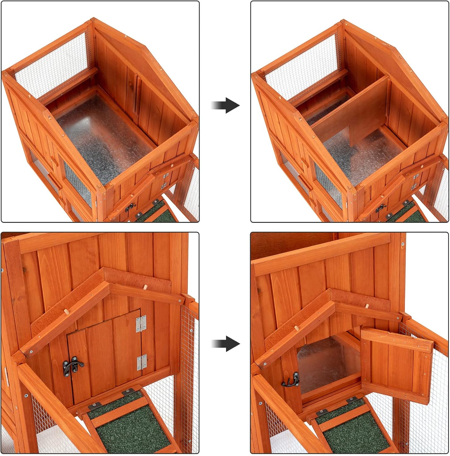 61" Wooden Chicken Coop on Wheels with Waterproof Tray Z9426