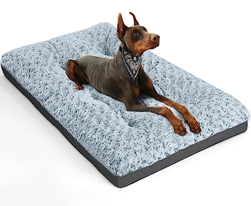Grey Washable Plush Dog Bed, 35"x23" G8671