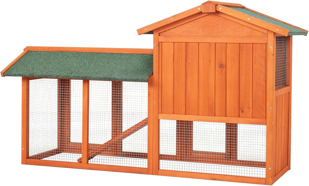 61" Wooden Chicken Coop on Wheels with Waterproof Tray Z9426