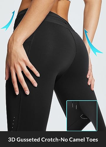 Women's Fleece Lined High Waisted Water Resistant Thermal Warm Winter Leggings with Pockets K347059